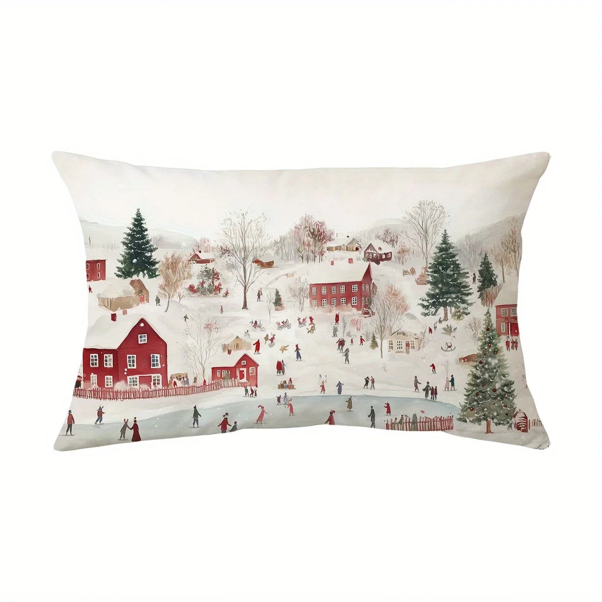 

Рождественские наволочки «Снежная деревня» полиэстер велюр 40x40 см