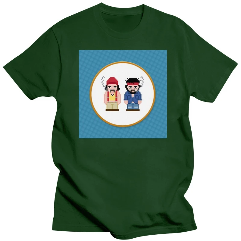Мужская футболка Cheech And Chong Up In Smoke Movie Pixel Art черная брендовая модная высшего