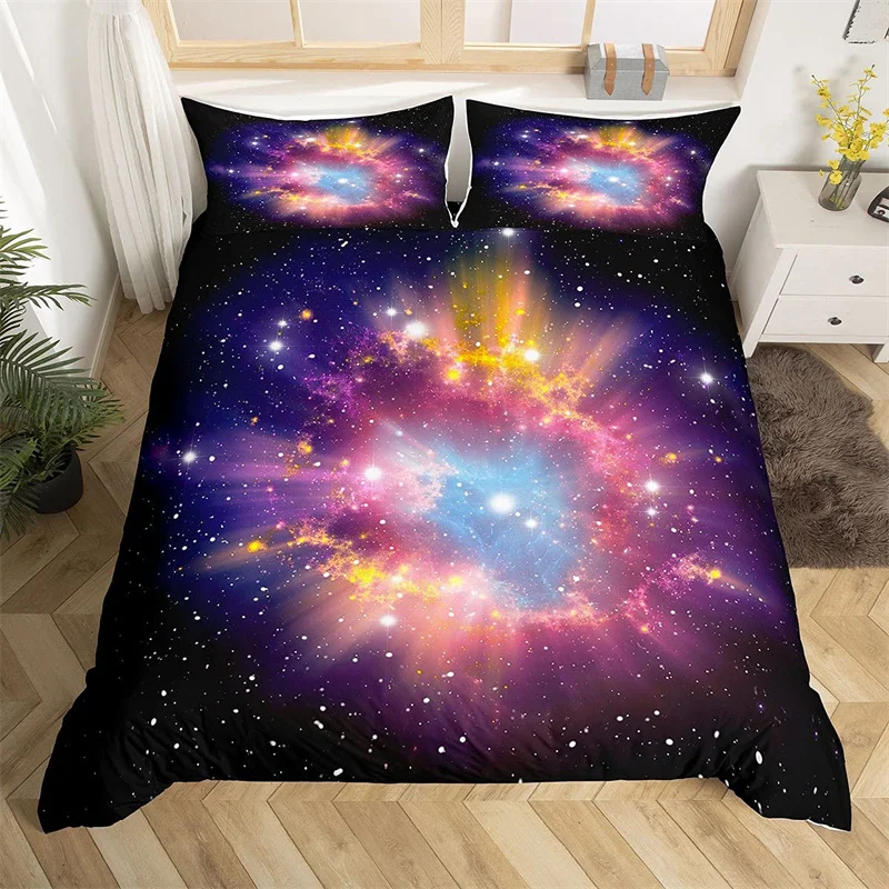 

Comforter Cover Teens Boys Quilt Cover 3D Starry Sky Series Bedding Set Starry Sky Duvet Cover Set Microfiber Outer Space Theme
