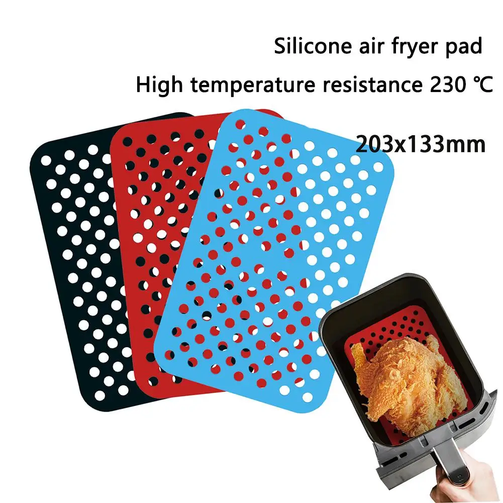 

2022 New Silicone Air Fryer Pad Reusable Rectangular Anti-slip Non-stick High Temperature Resistance Mat Kitchen Home Tools