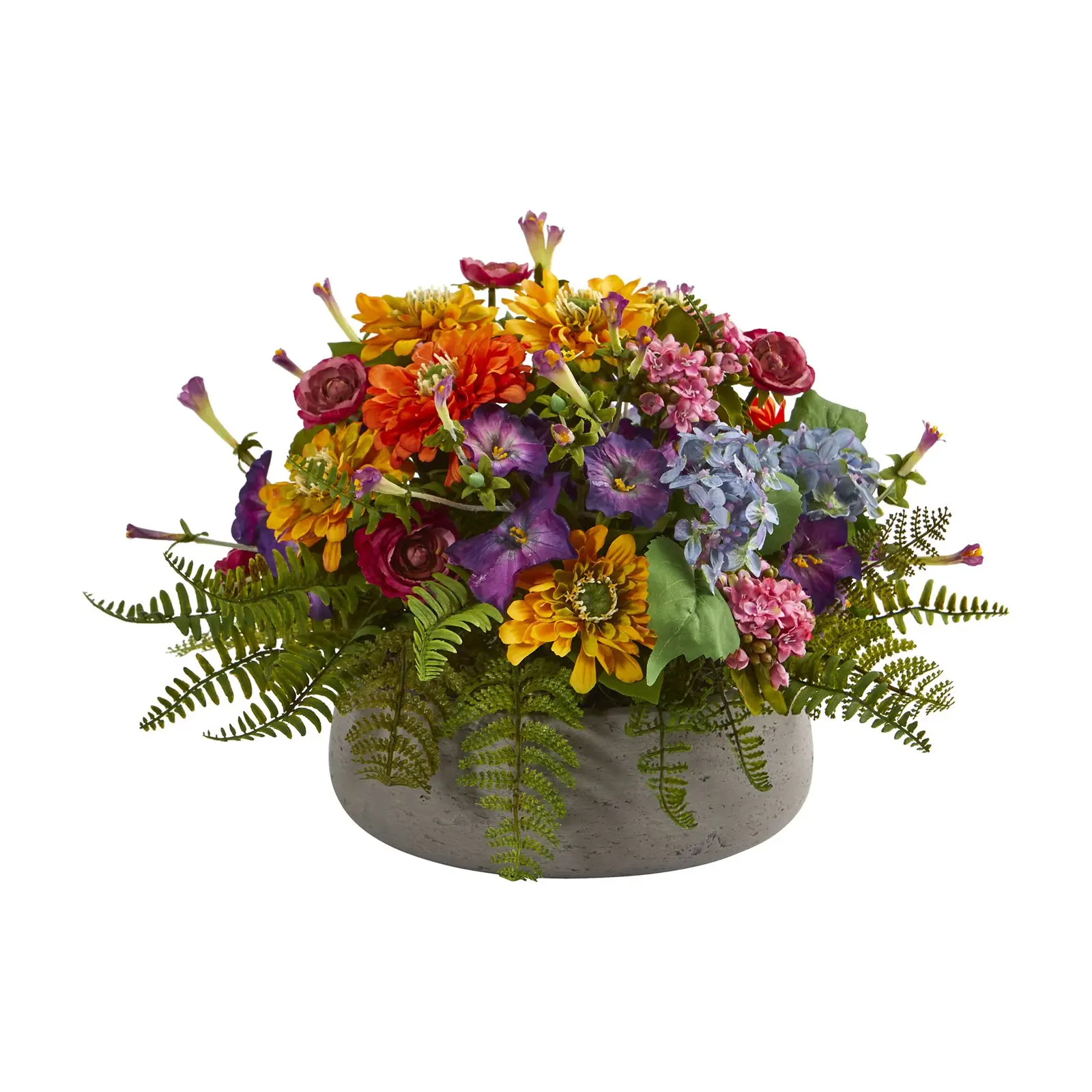 

10" Multicolor Floral Artificial Plant Arrangement in Stone Planter