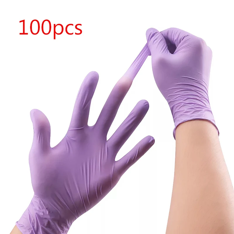 

Перчатки нитриловые одноразовые для художников, водонепроницаемые утолщенные для работы дома, экспериментов, барбекю, фиолетовые, 100 шт.