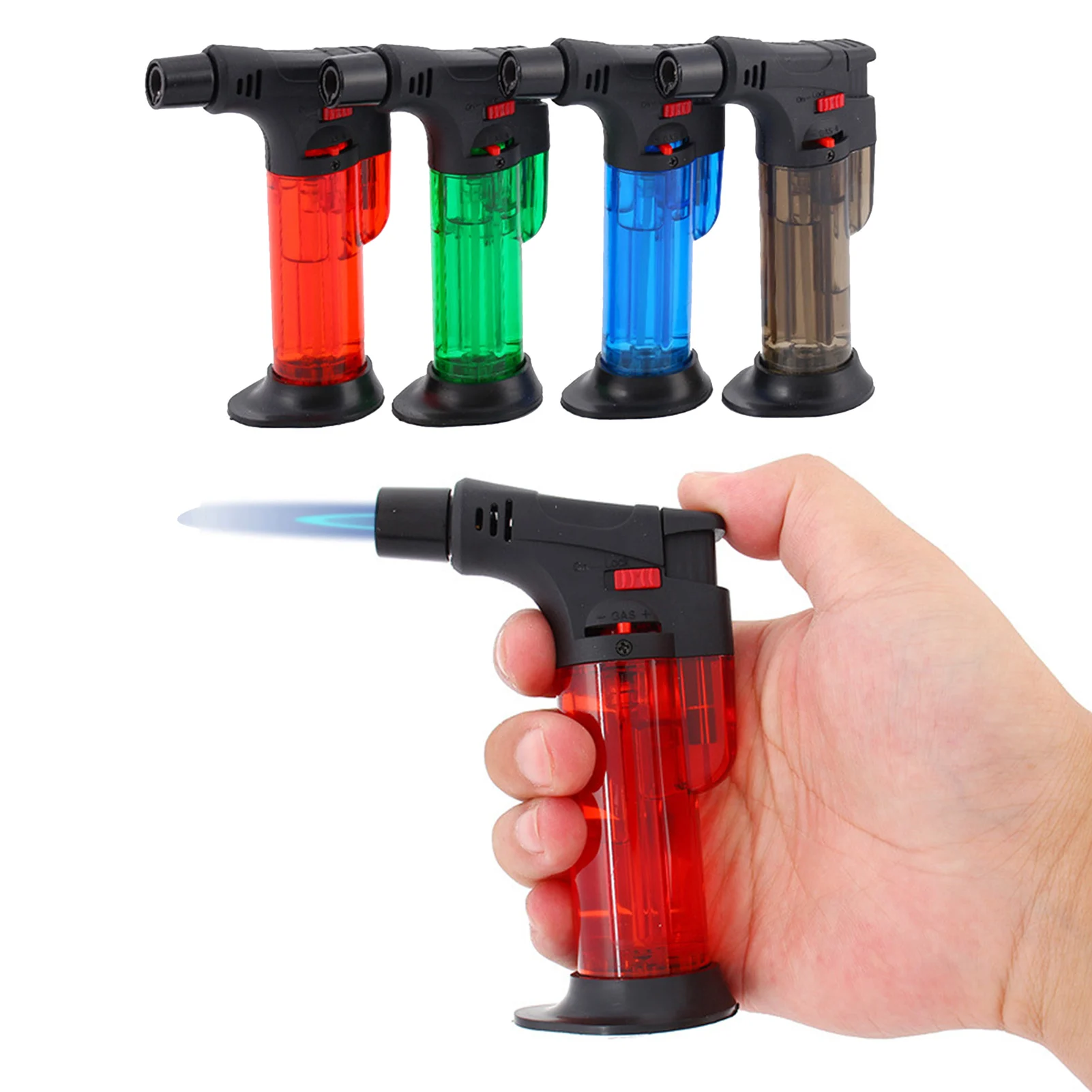 

Lighters Adjustable High jet Flame Butane Gas Transparent Body Design Refillable Butane Jet Torch Lighter Flame Ignition Tool