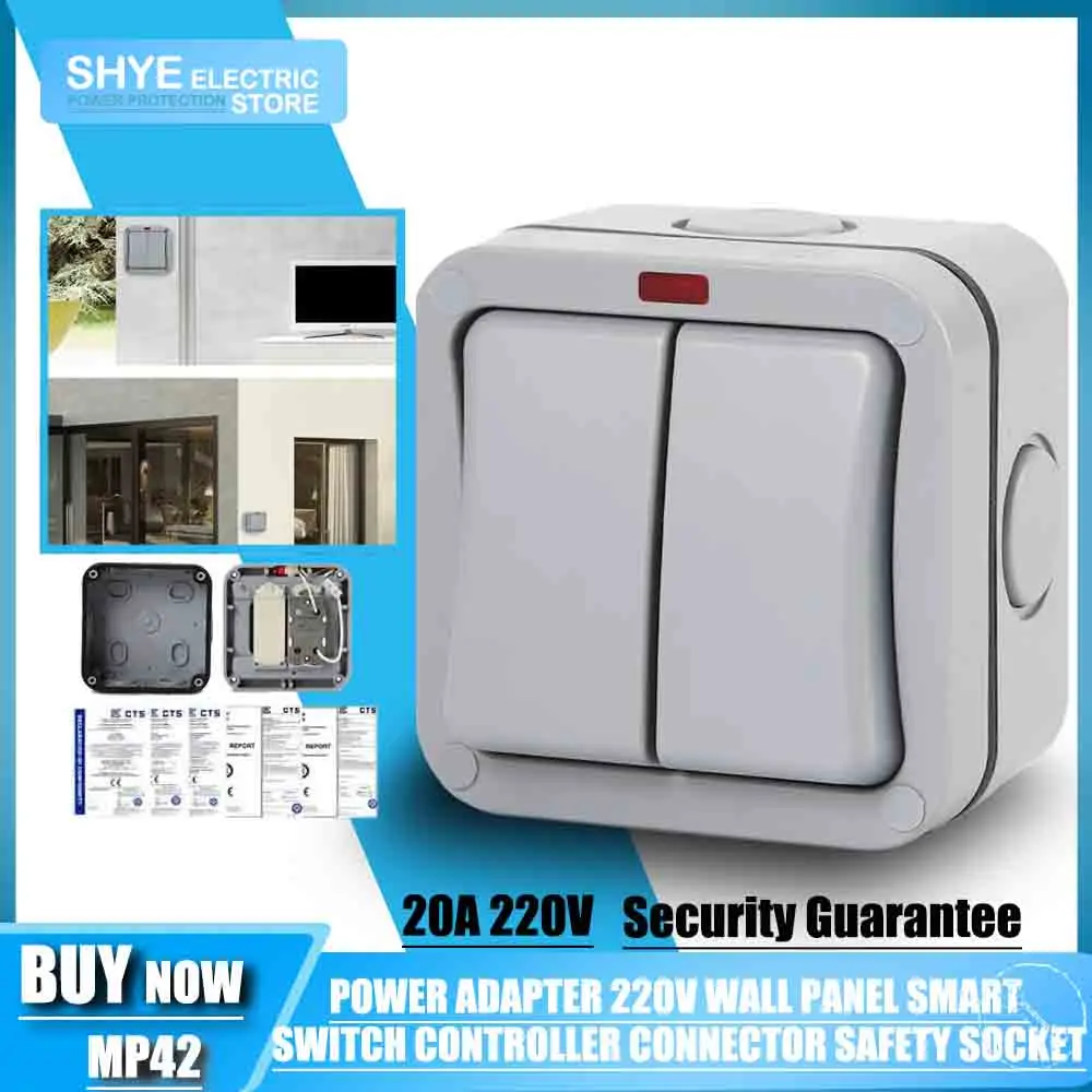 

Power Adapter 220V Wall Panel Smart Switch Garage Greenhouse Electrical Growth Light Doorbell Controller Connector Safety Socket