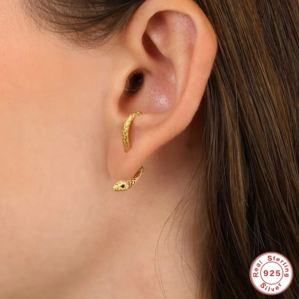 Женские серьги-змеи из серебра 925 пробы