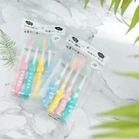 4pcsset cute cartoon toothbrush for children bamboo charcoal short handle childrens toothbrush baby teeth care