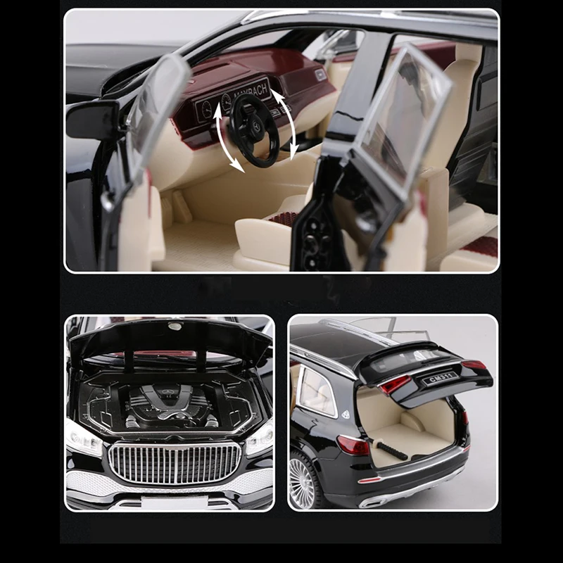 Модель автомобиля из сплава 1:24 Mercedes-Benz Gls 600 Maybach миниатюрная Коллекционная литой
