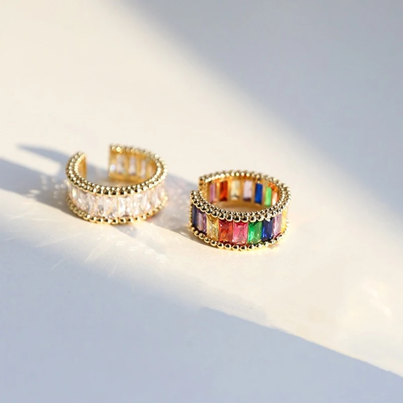 

Luxury Band Colorful Zircon Open Rings For Women Eternity Promise Crystal Finger Ring New Engagement Wedding Jewelry Gift