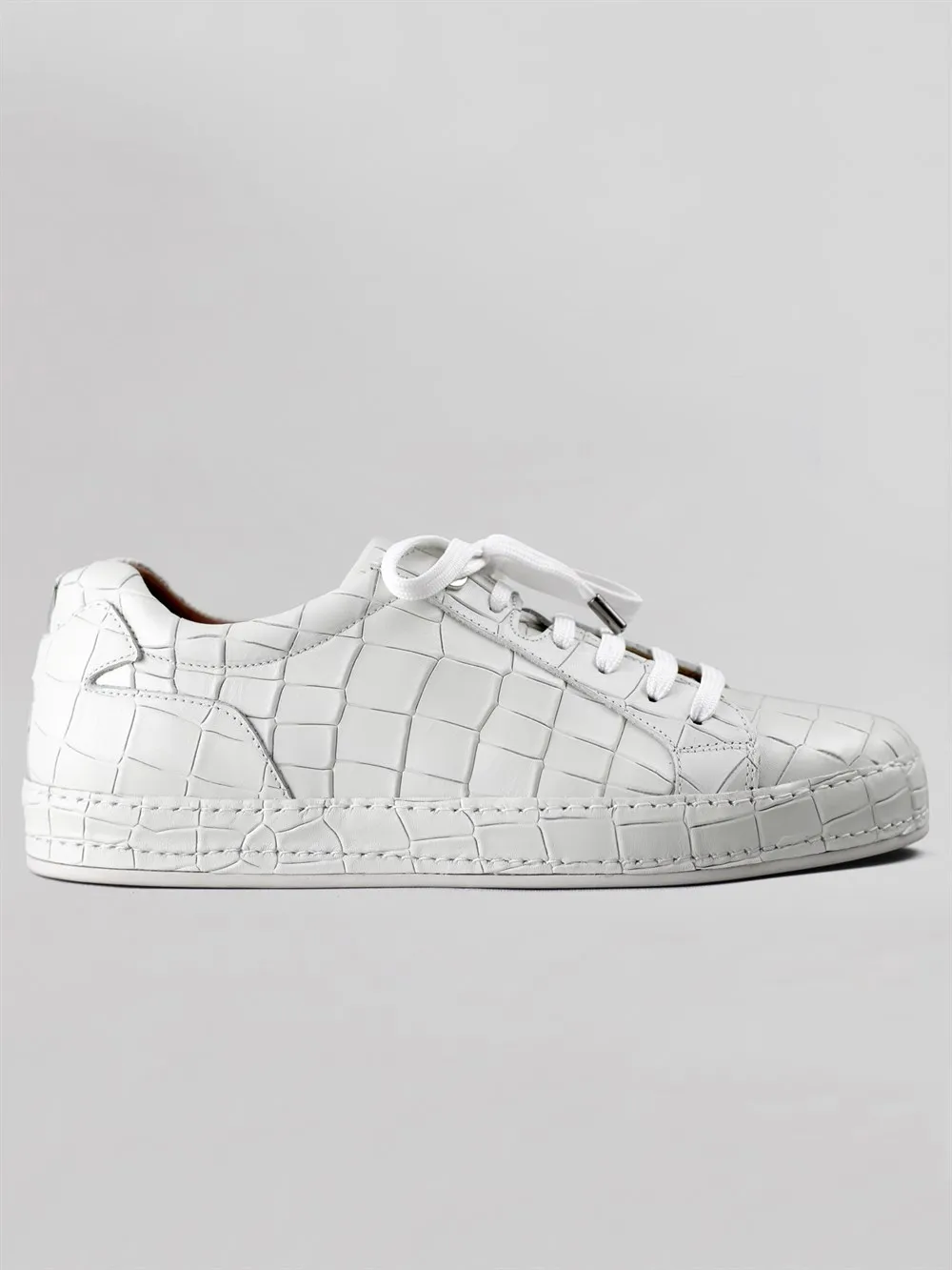 

Serdar Yeşil Alegra Erkek Kroko Deri Sneaker-Beyaz