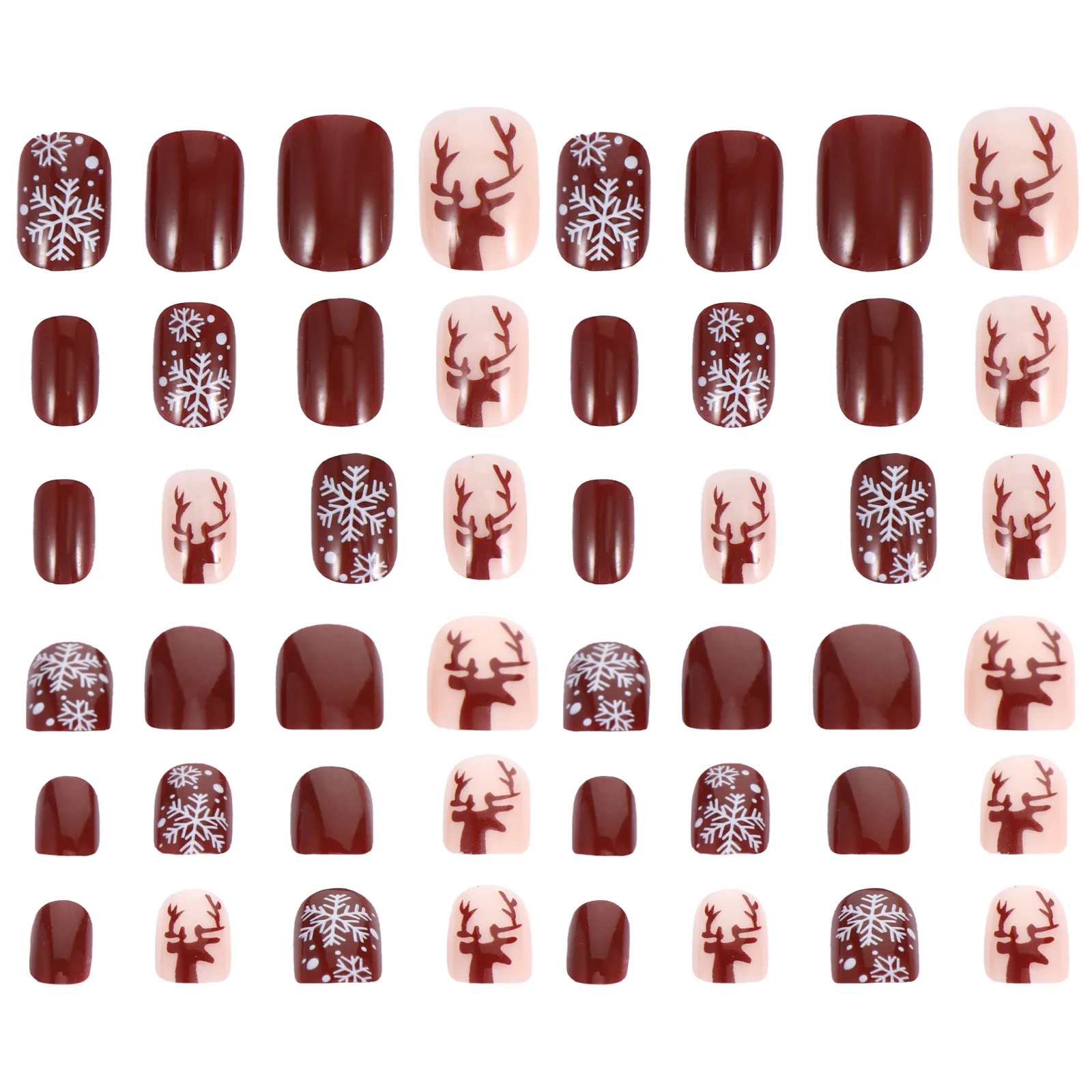 

2 box/48pcs Fashion Christmas Nails False Nail Tip Full Cover Nail Decals