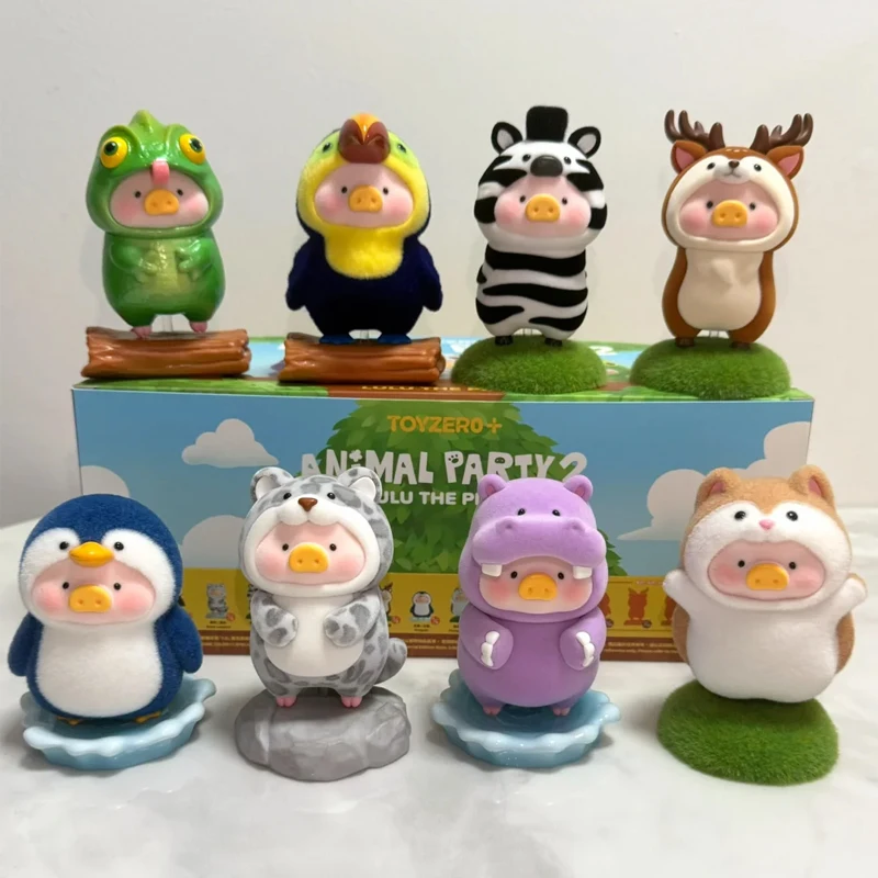 Фото Коллекционная фигурка Lulu The Piggy Animal Party 2 Series Blind Box: Лулу-свинка, оленёнок, пингвин, хамелеон. Аниме-фигурка-сюрприз, кукла-украшение, подарки. №2