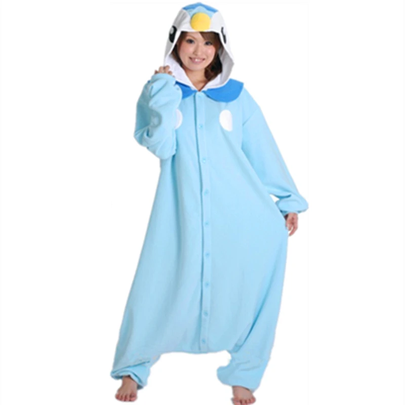 

Пижама с капюшоном для косплея, мультяшное аниме синий пингвин, флисовый комбинезон унисекс для взрослых и женщин, костюм для вечеринки на Х...