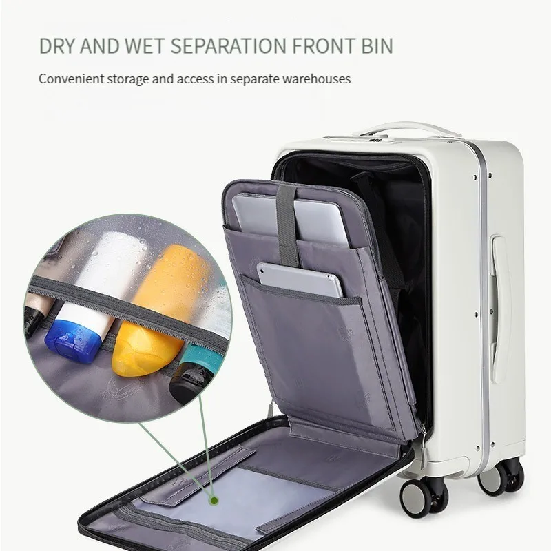 MiFuny Rolling Luggage Aluminum Frame Suitcase Multifunction Luggage Universal Wheel Trolley Boarding Password Box 18 20 24 Inch