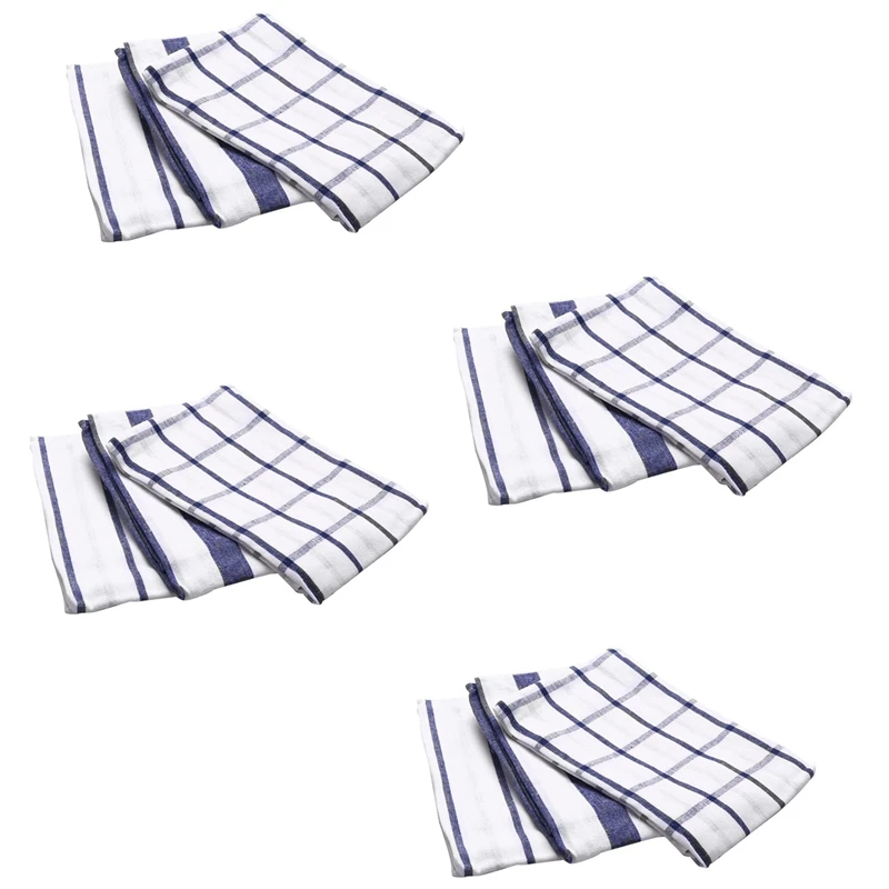 

12 шт., кухонное полотенце в белую клетку, 100% хлопок