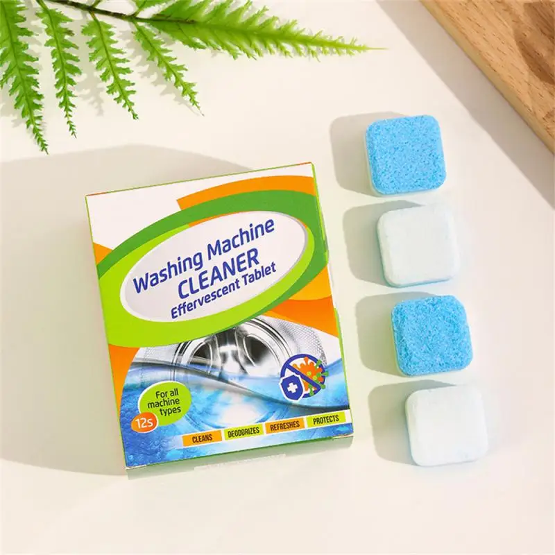 

12 Capsules Detergent Deodorization Descaling Effervescent Tablets Household Cleaning Cleaning Tablet 8.5*3.5*7.5cm 110g