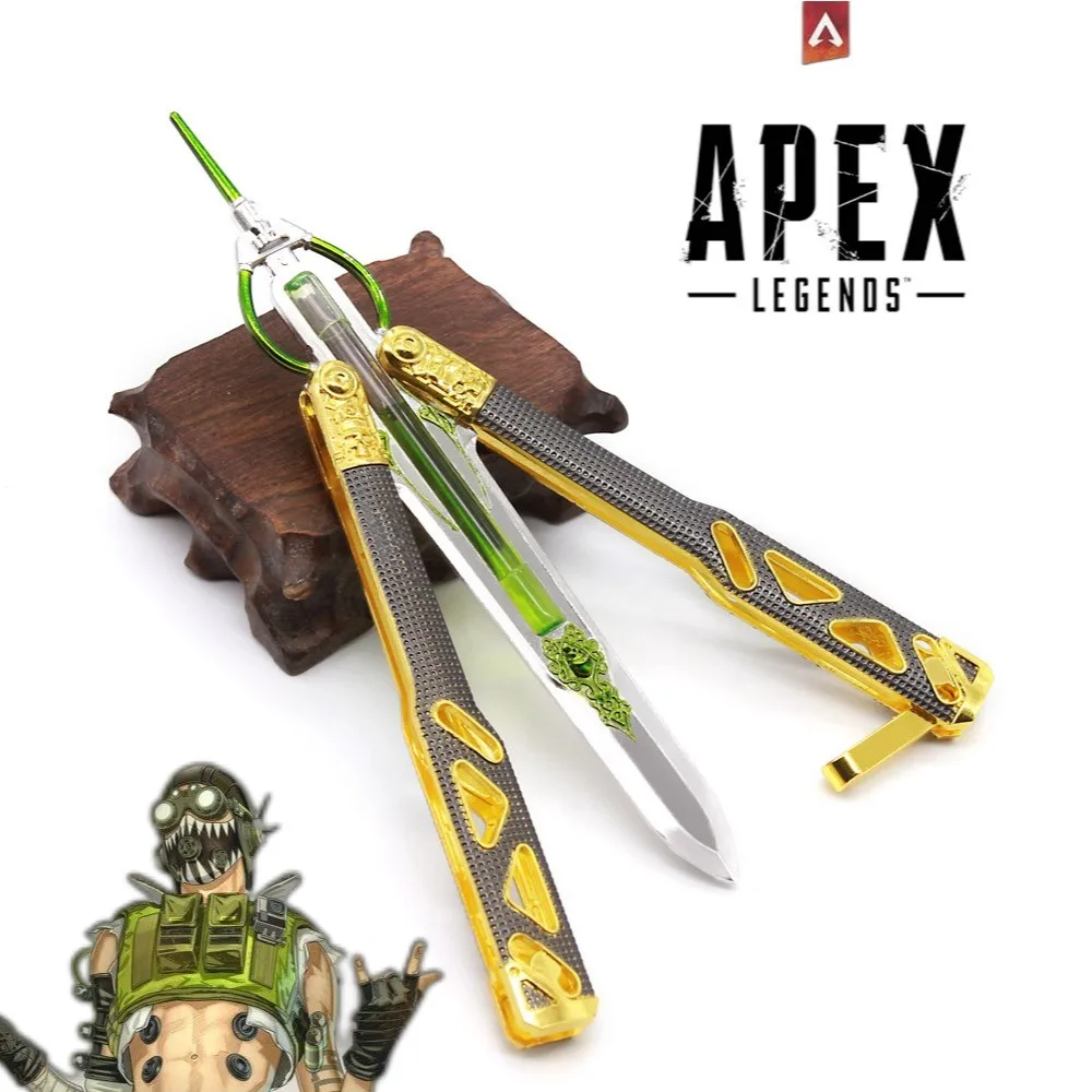 Apex Legends Heirloom Octane Heirloom Butterfly Knife Liquid Stim Injector Swords Katana Game Keychain Weapon Model Children Toy