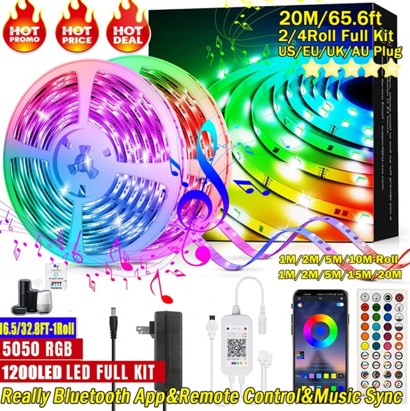 

Светодиодная лента с Bluetooth, 5-30 м, 12 В, RGB 5050