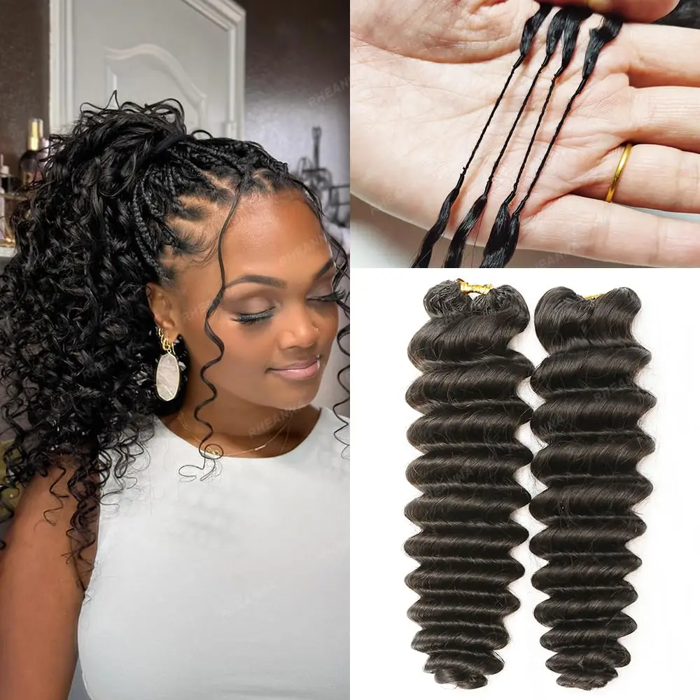 Фото Накладные волосы для плетения крючком Loose Deep Wave, 14-20 дюймов, невидимые бесшовные пряди, 100% натуральные человеческие волосы №1