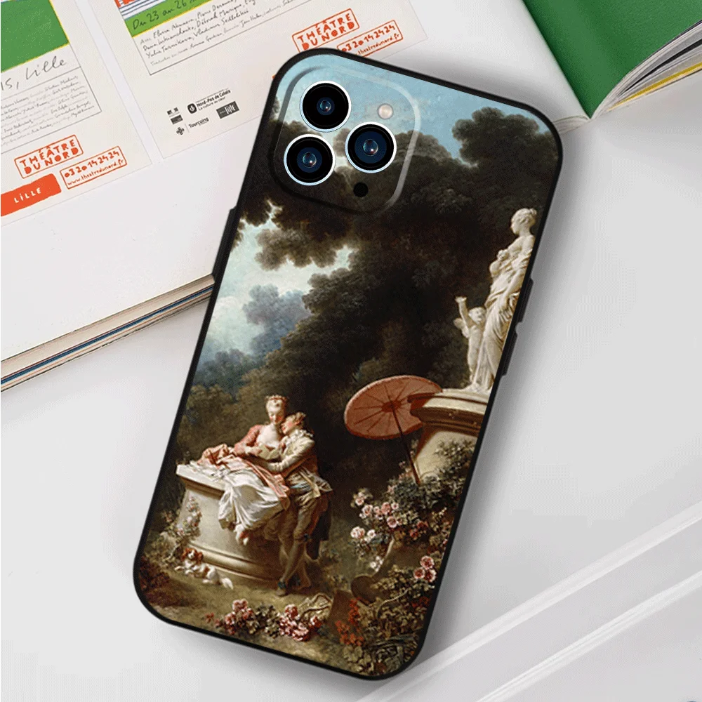 Чехол для телефона Art Jean H-Honore Fragonard iPhone 12 11 13 14 15 16 Max Pro Plus черный мягкий силиконовый
