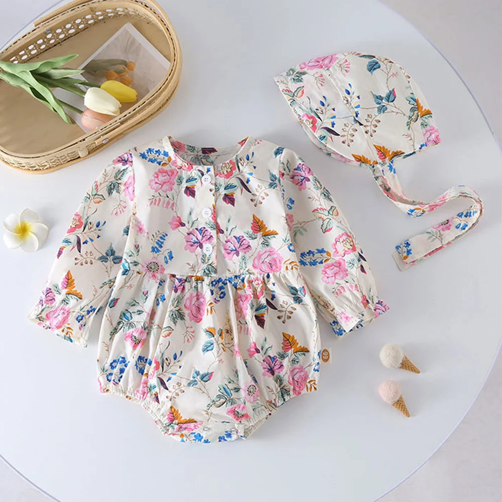 

Christmas Baby Bodysuit Long Sleeve Floral Cotton Fall 2022 Infant Girl Clothes Princess Newborn Onesies