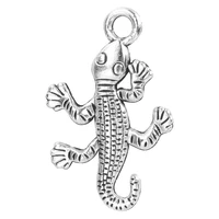 new 25pcslot 26x16mm fashion alloy pendant silver color gecko chameleon charms pendants for jewelry making diy handmade crafts