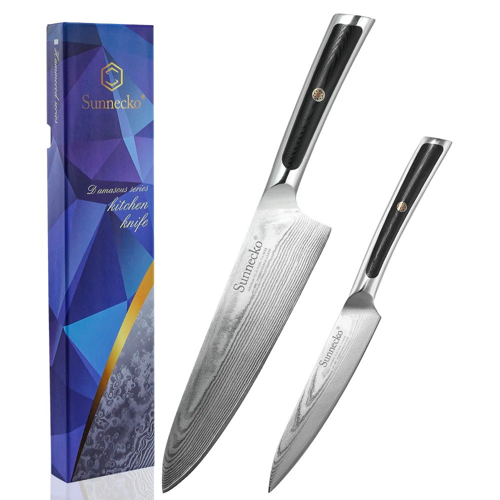 

Набор ножей для шеф-повара Elite VG10, ультра острые кухонные инструменты из дамасской стали, ручка для нарезки мяса, овощей, 2 шт.
