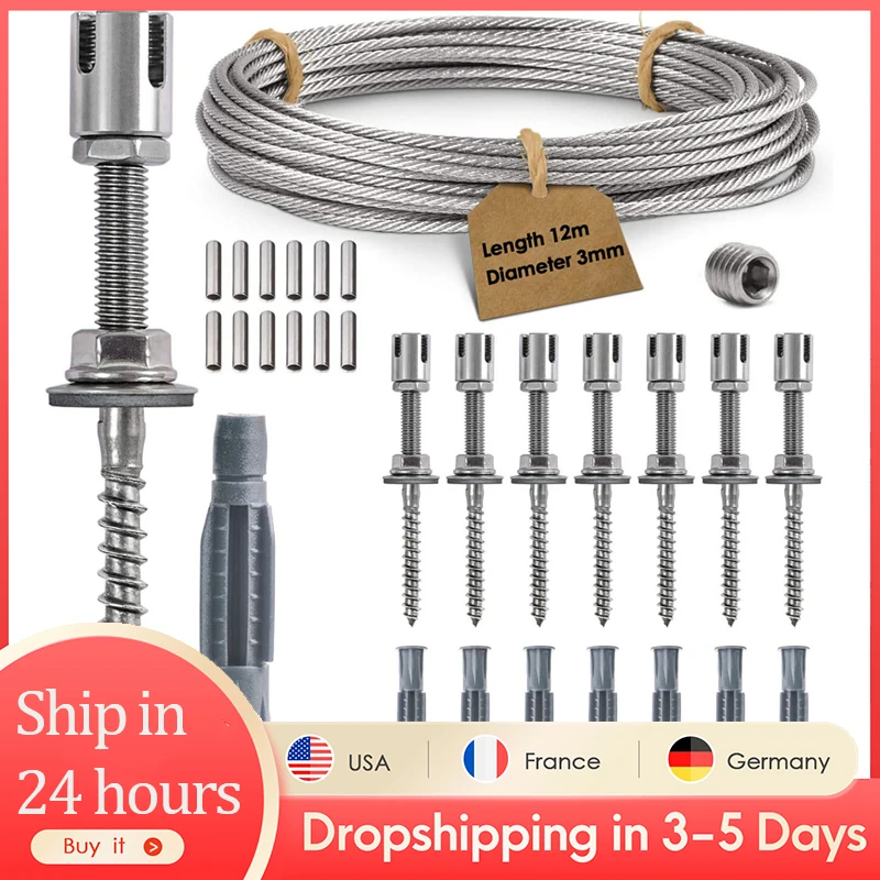 

Stainless Steel Trellis Plant Climbing Green Wall Mesh Professional Complete 8 Halters 12m Wire Rope Mesh for Plant Climbing Kit