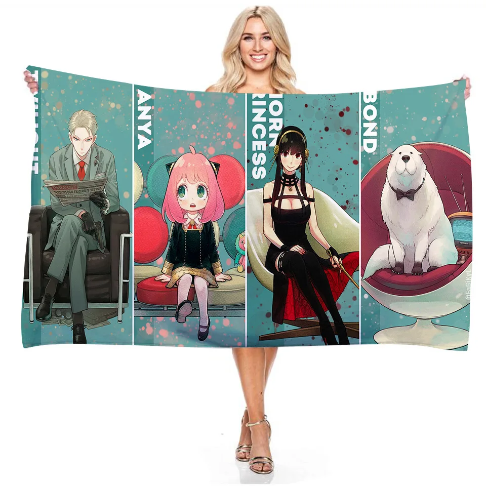 

Anime SPY×FAMILY Large Bath Towel For Boys Girls Quick Dry Children Kids Beach Shawl Bath Towel for Swim Bathroom Home Unisex