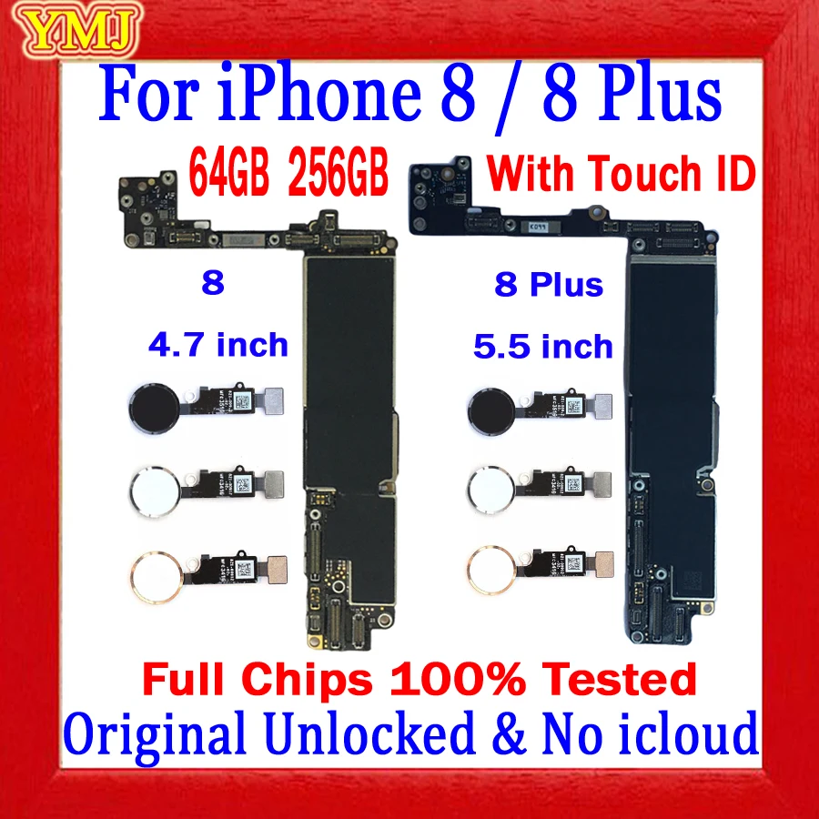 100% Original unlocked For IPhone 8 Plus 8P motherboard 64GB 256GB Free icloud for iphone 8 logic board Full Tested Good Working