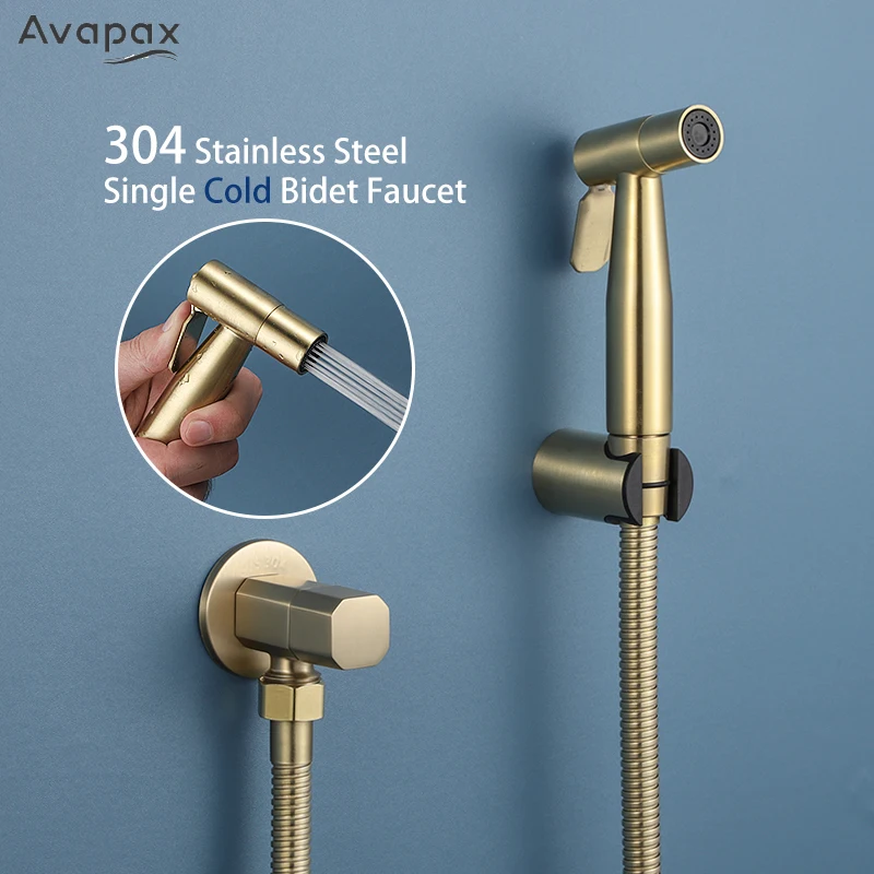 

Золотые Смесители для биде Avapax, ручной смеситель для биде, ручной распылитель для биде, гигиенический душ для одного биде с холодной водой