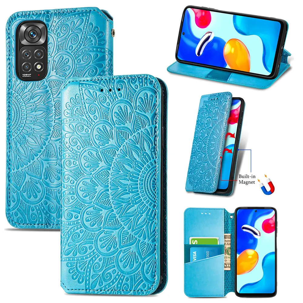 

Redmi Note 11 11S 2020 Luxury 3D Bloom Leather Case Wallet Holder Full Cover For Xiaomi Redmi Note 11 Pro Note11 Shockproof Bag