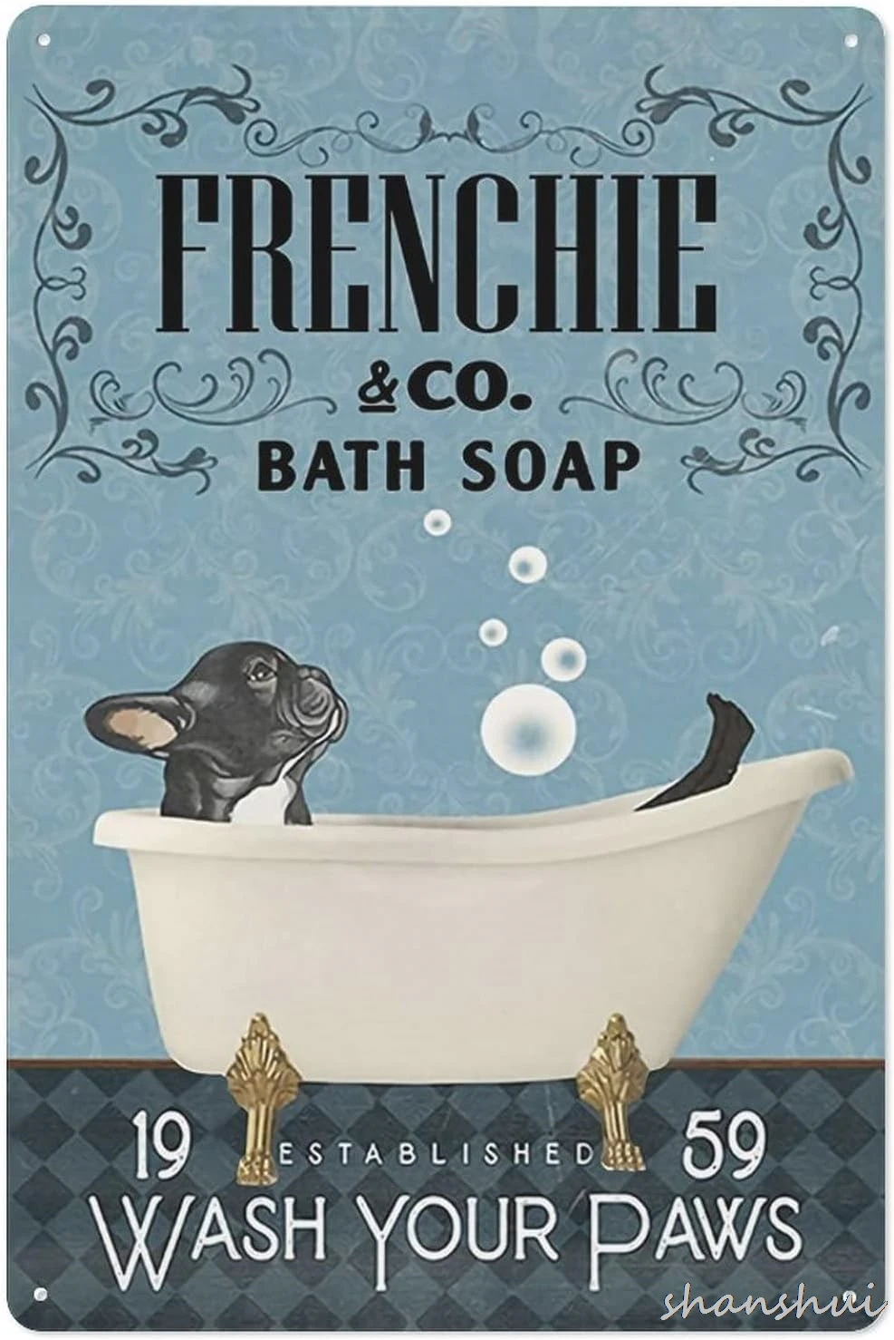 Винтажное мыло для ванны с французским бульдогом металлическая вывеска