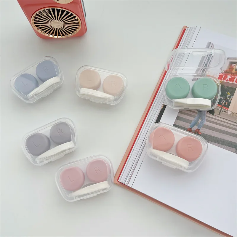 

Transparent Tweezers Travel Contact Lenses Case for Women Portable Contact Lens Box Container Pink Contact Lenses Cases