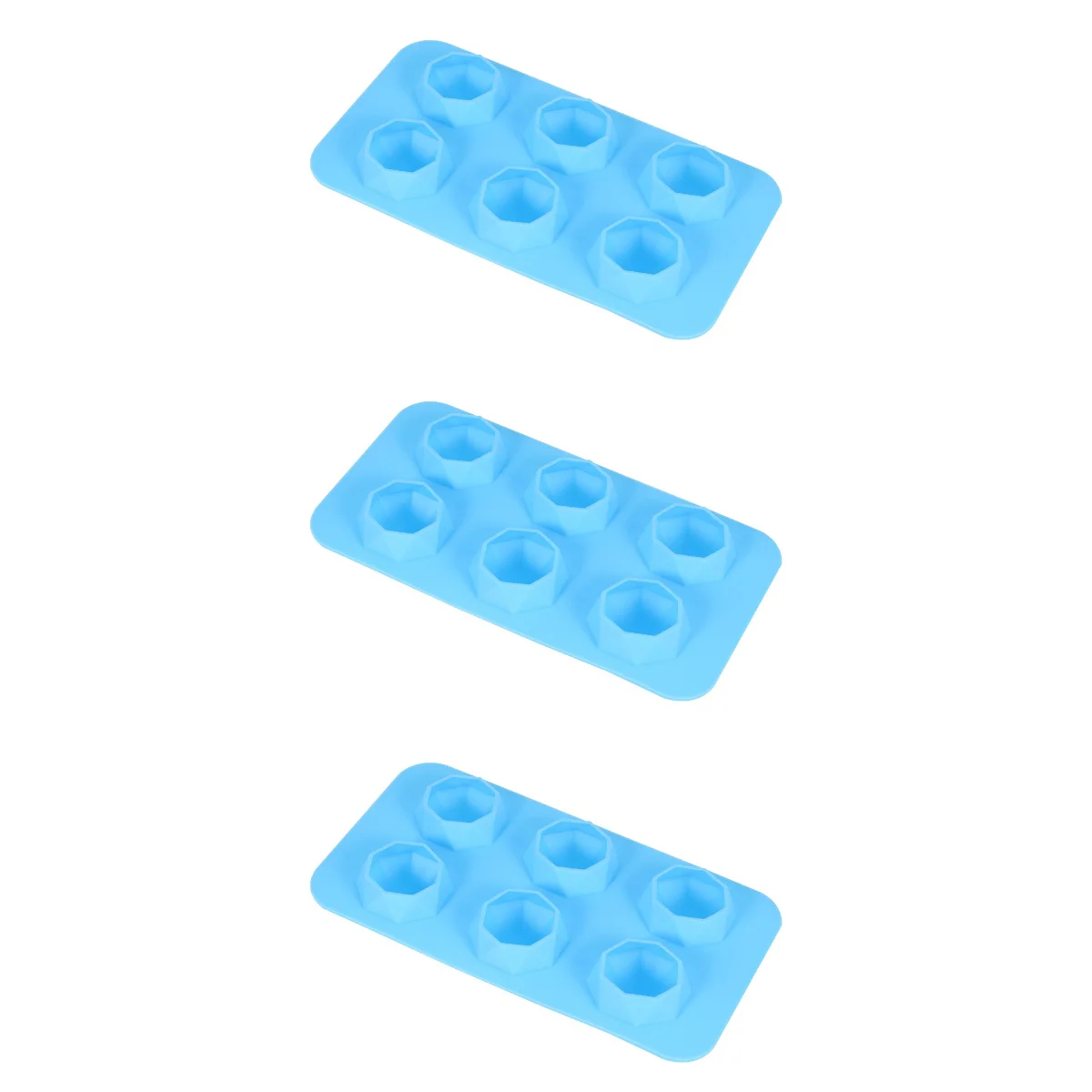 

3pcs 6 Lattices Silicone Ice Mold Shape for Whiskey Iced Coffee (Sky Blue)