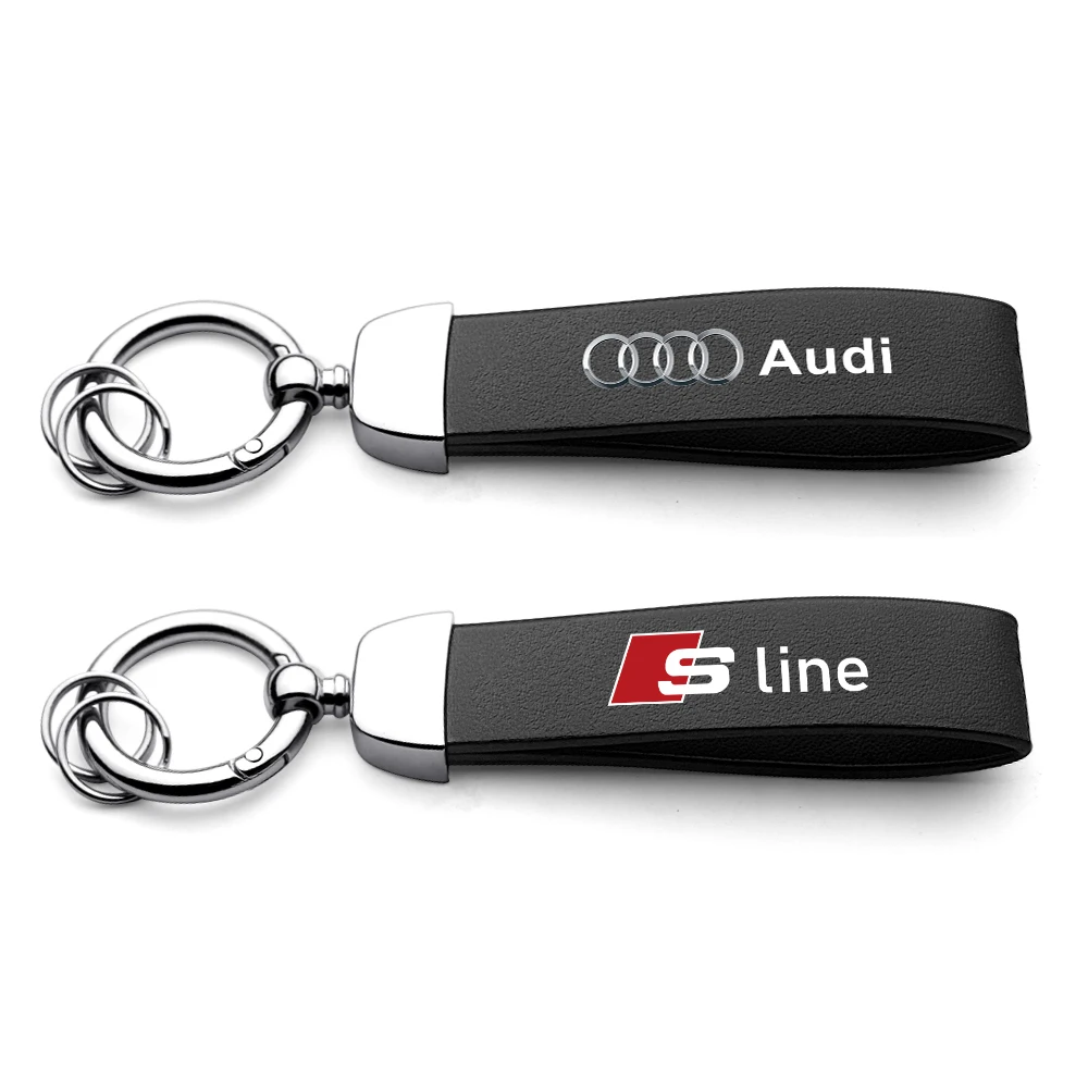 Кожаный брелок с эмблемой автомобиля для ключей Audi A3 A4 A5 A6 A7 Q2 Q3 Q5 Q8 TT Sline b6 b8 b7 b9 b5 S3