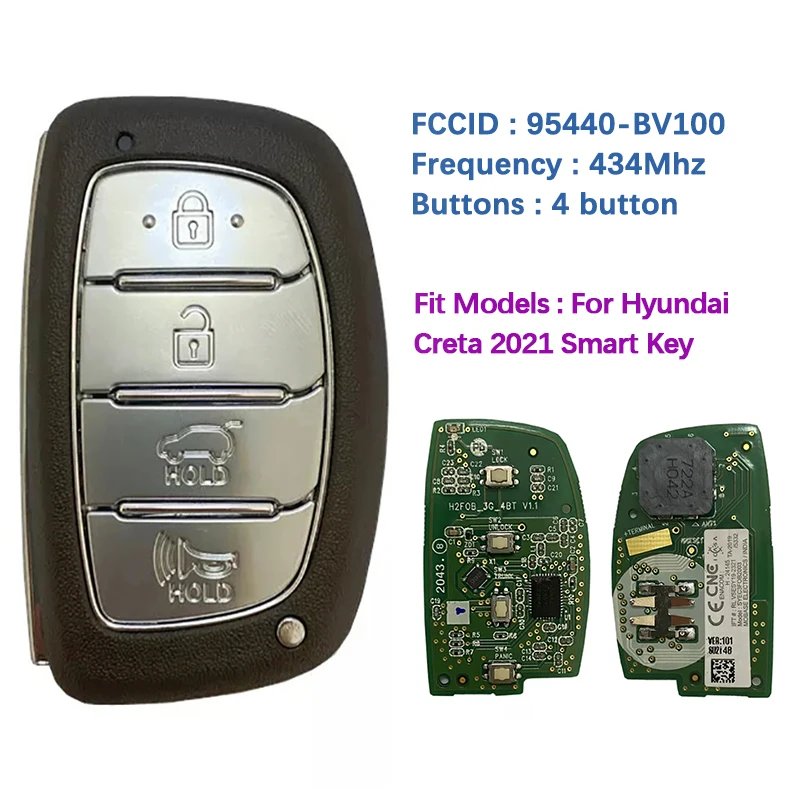 

CN020170 Original 4 Button Hyundai Creta 2021 Genuine Smart Remote Key 433MHz FCCID Number 95440-BV100