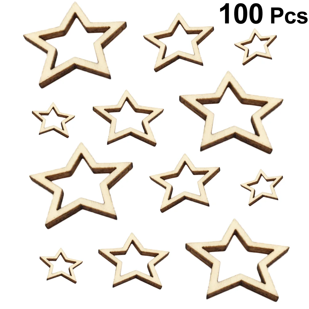 

100 Slices Hollow Pentagram Shape Unfinished Natural Circles DIY Pendant Accessories (10/20/30 mm)