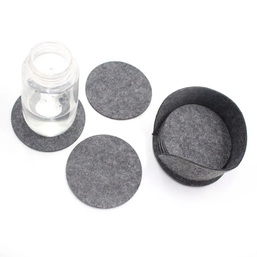 

Heat Insulation Drink Coasters With Holder Scratch Preventing Reusable Cup Mats 10pcs Round Soft Absorbent Mugs Cups Mats Pads