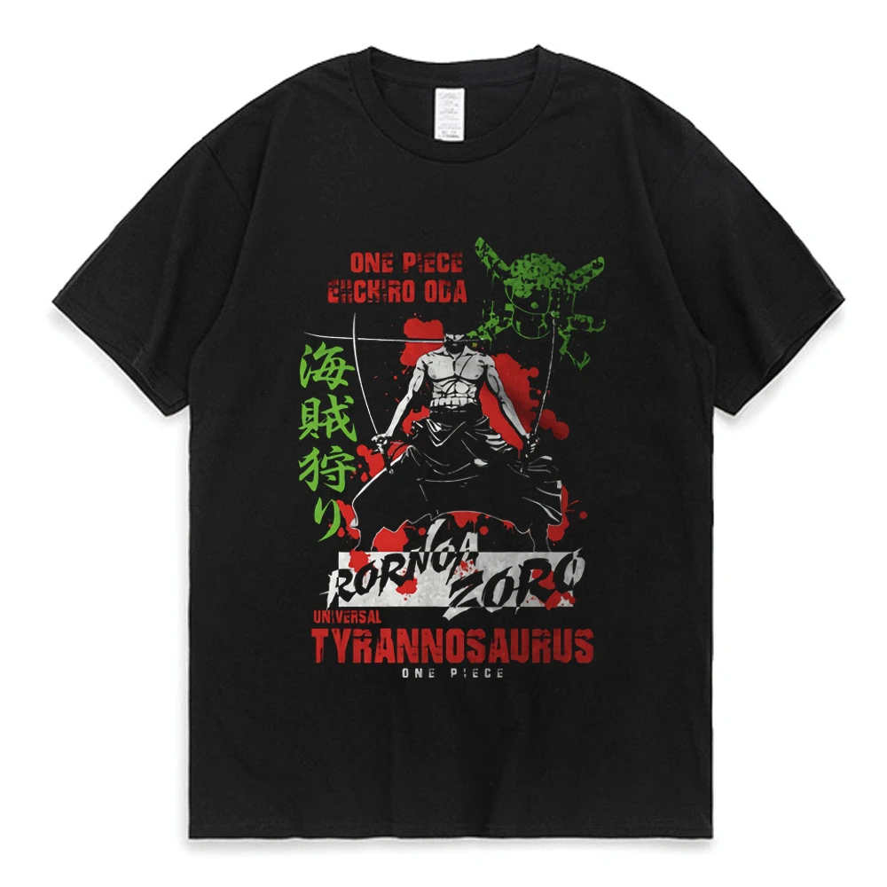 

Japanese Anime Roronoa Zoro T Shirt Men and Women Cartoon Cool Black T-shirt Oversized Streetwear Manga Clothing Tee Shirt Tops