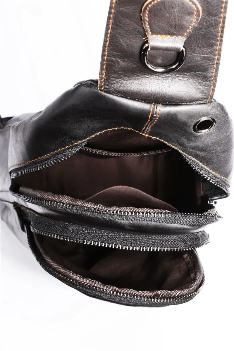 Fashion retro luxury first layer cowhide youth small chest bag outdoor daily sports multi-pocket genuine leather messenger bag