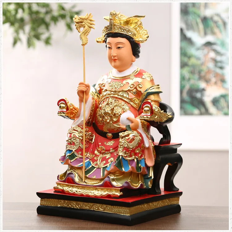 A pair 2PCS Large Asia Temple Worship HOME efficacious blessing Golden WANG MU YUHUANG DADI Jade Emperor God FENG SHUI statue