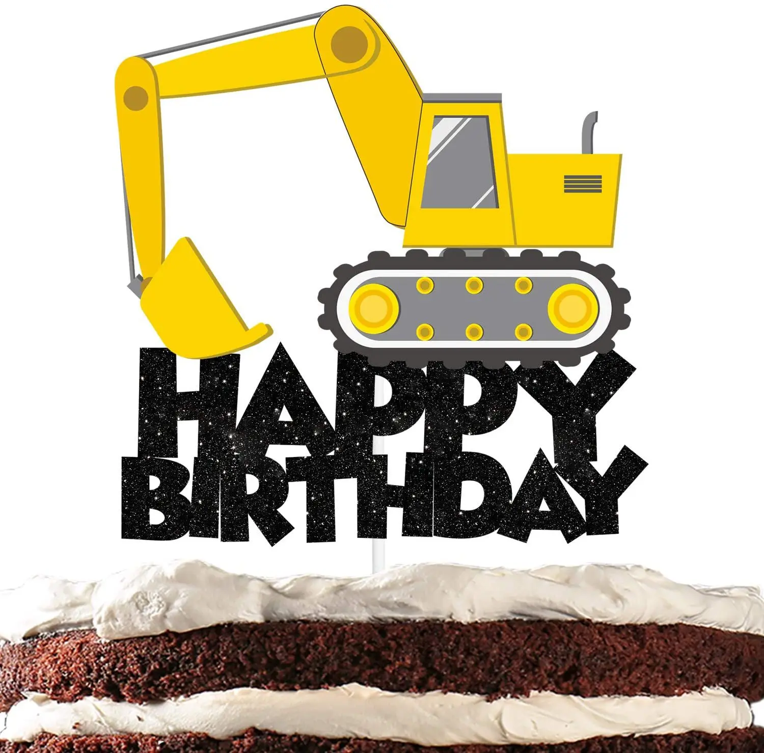 

Excavator Construction Birthday Cake Topper Decoration Party Supplies Engineering Car Cupcake Roadblock Decor Kids Birthday Gift