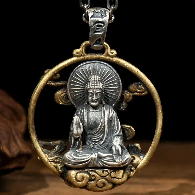 New Retro Solid Buddha Pendant Old Zodiac Year Manshu Bodhisattva Guanyin Men and Women