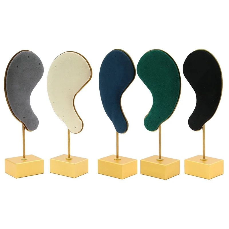 Earring Display Stand Microfiber Earring Holder Ear-Shaped Ear Clip Stud Jewelry Display Organizer Stand