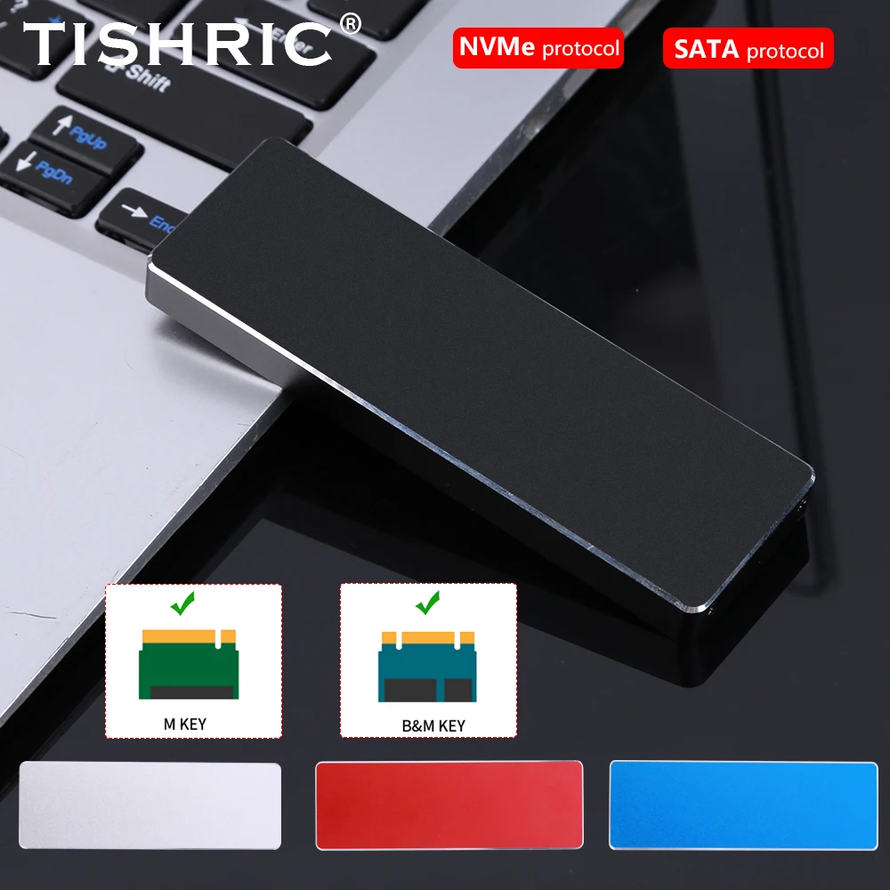 Внешний чехол TISHRIC M2 Nvme алюминиевый сплав поддержка двойного протокола корпус NVME