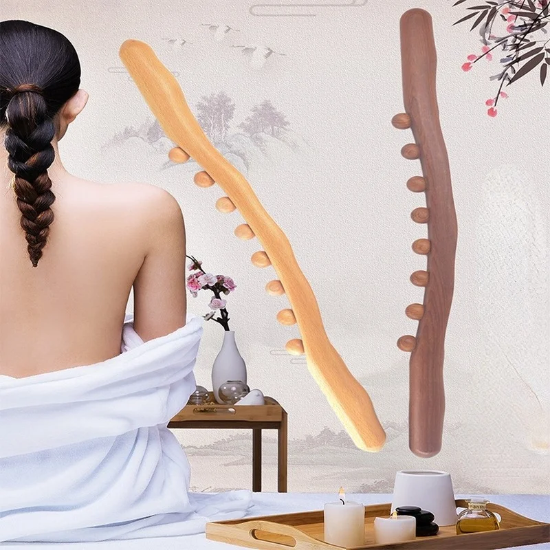 

Massager for Body Natural Carbonized Wood Scraping Massage Stick Back Massager SPA Therapy Tool Point Treatment Guasha Relax