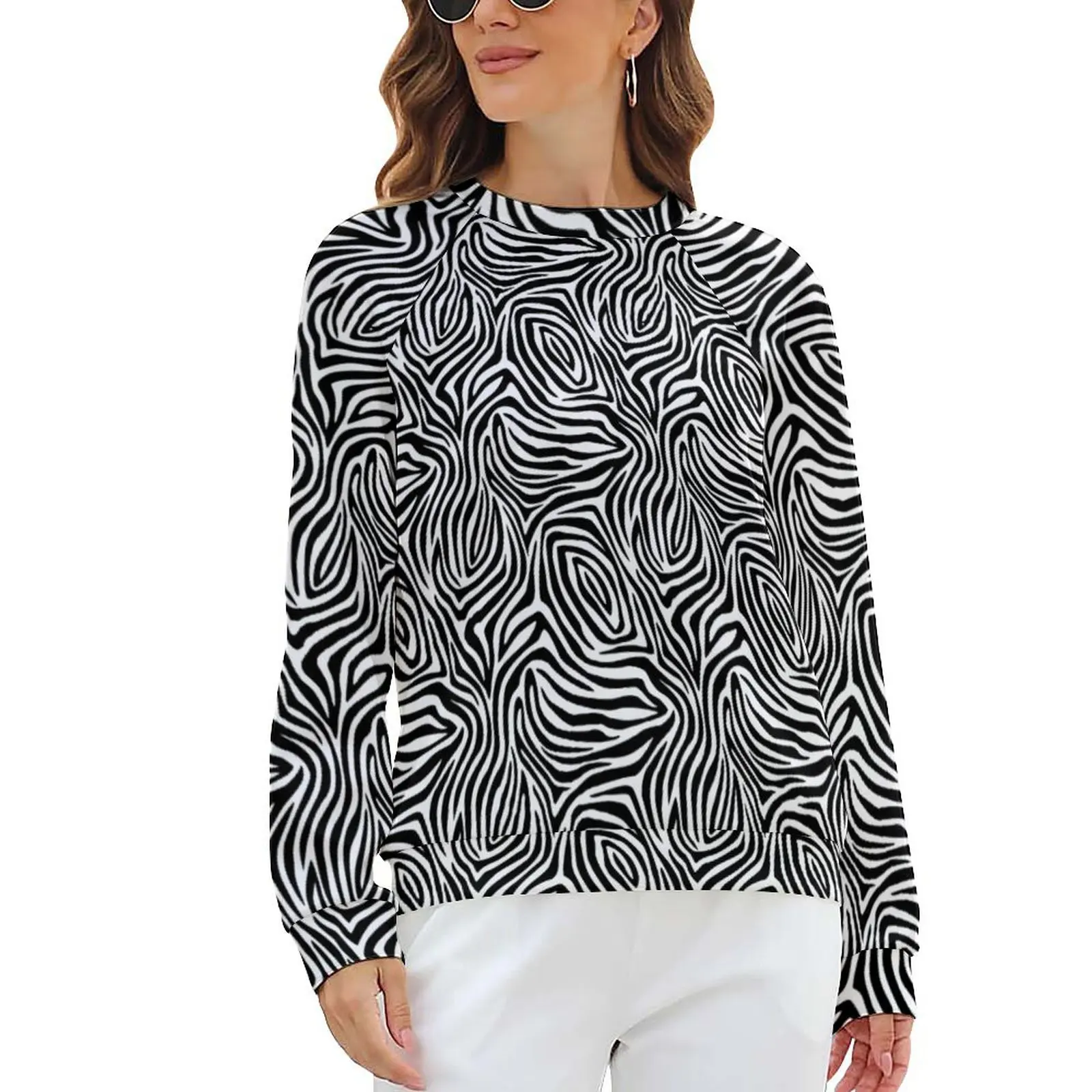 

Женская Повседневная Толстовка с длинным рукавом Зебра Y2k, белого цвета, Новое поступление, уличная одежда, дизайнерские толстовки большого размера