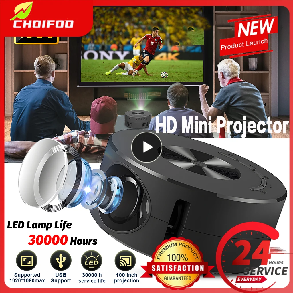 

Мини-проектор HD с поддержкой 1080P, x, 0 пикселей