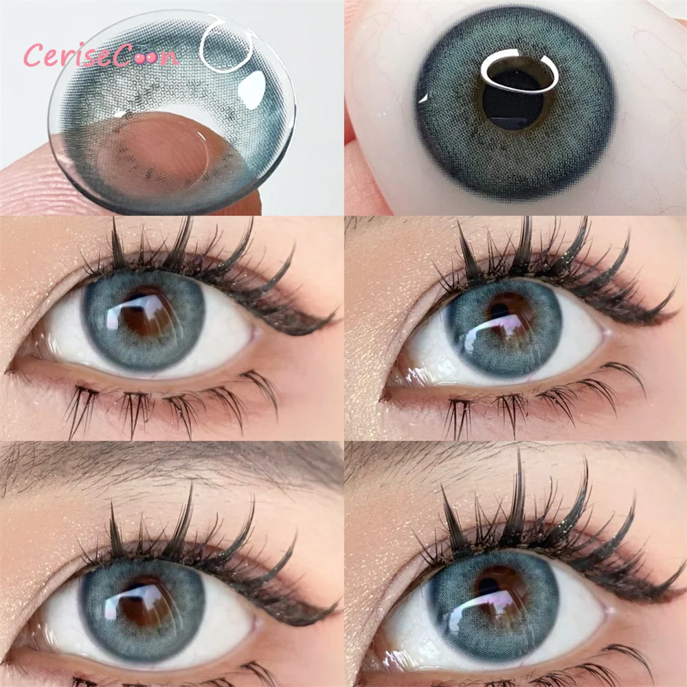 

Круглые зеленые контактные линзы CherryCon, цветные ежегодные мягкие для глаз, маленькие красивые контактные линзы для зрачка, обезжиривание при близорукости, 2 шт./пара