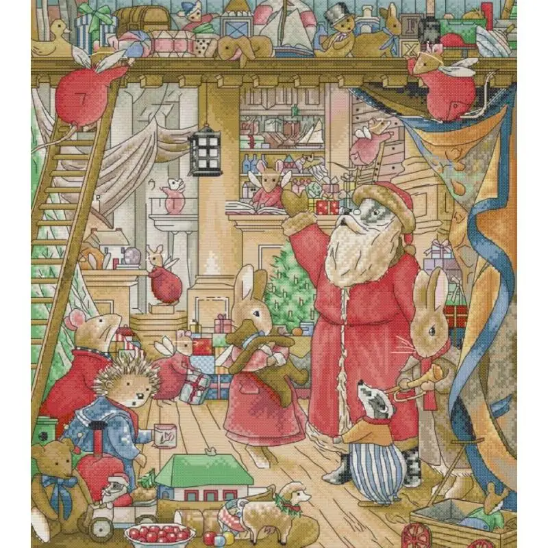 

Наборы для вышивки крестиком с изображением рождественской деревни лисы и мультяшных животных 14 карат 16 карат 11 карат вышивка на холсте подарки